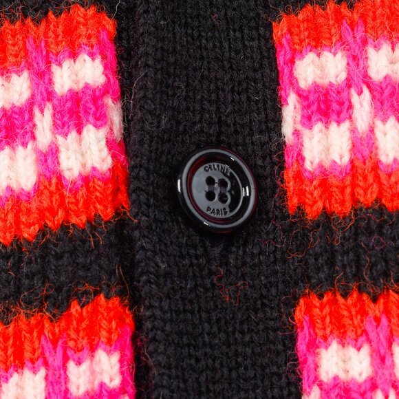 Celine Pink Striped Jacquard-Knit Wool Ski Cardigan - Picture 9 of 13